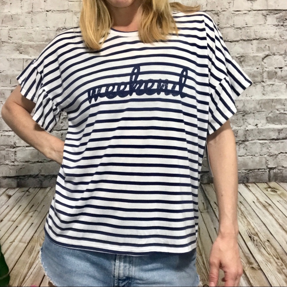 🆕Greyson Threads “WEEKEND” Ruffle T‼️ - Picture 3 of 8